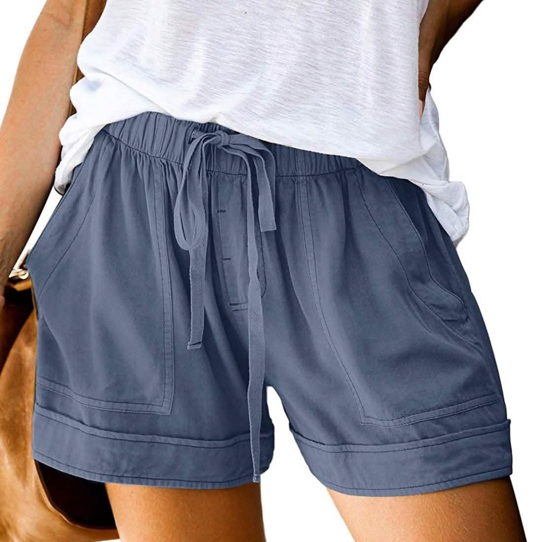 Elapsy Womens Casual Drawstring Elastic Waist Summer Shorts with Pockets