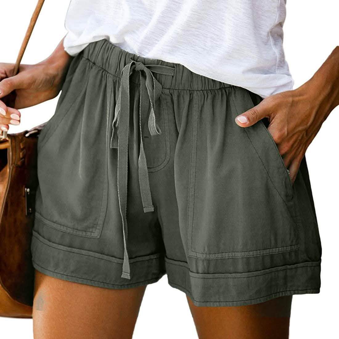 Elapsy Womens Casual Drawstring Elastic Waist Summer Shorts with Pockets