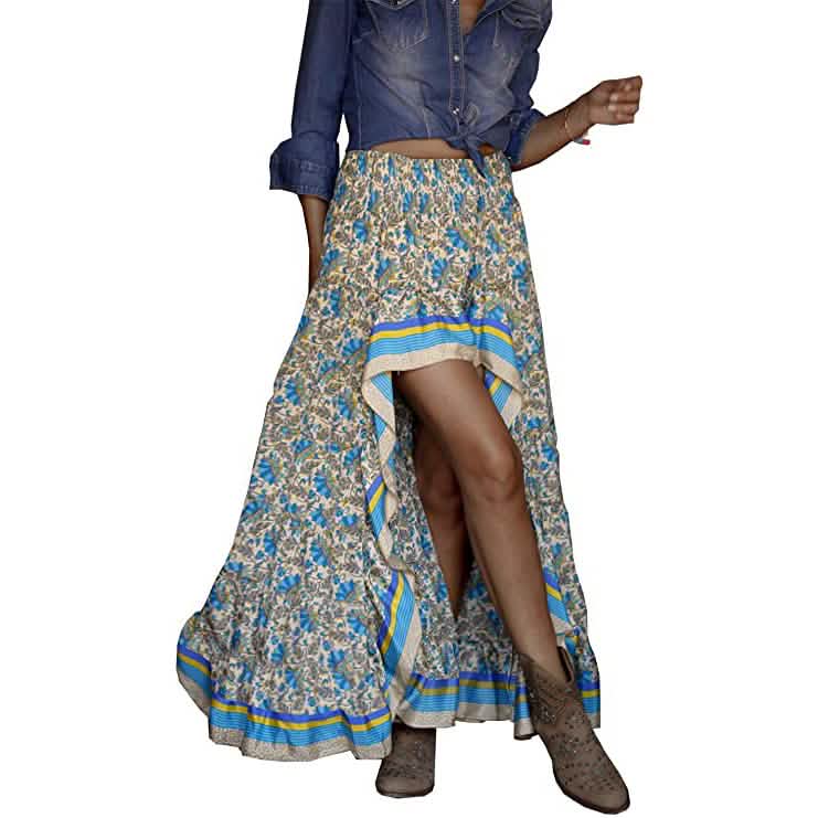 Women's Boho Floral Print Long Skirt