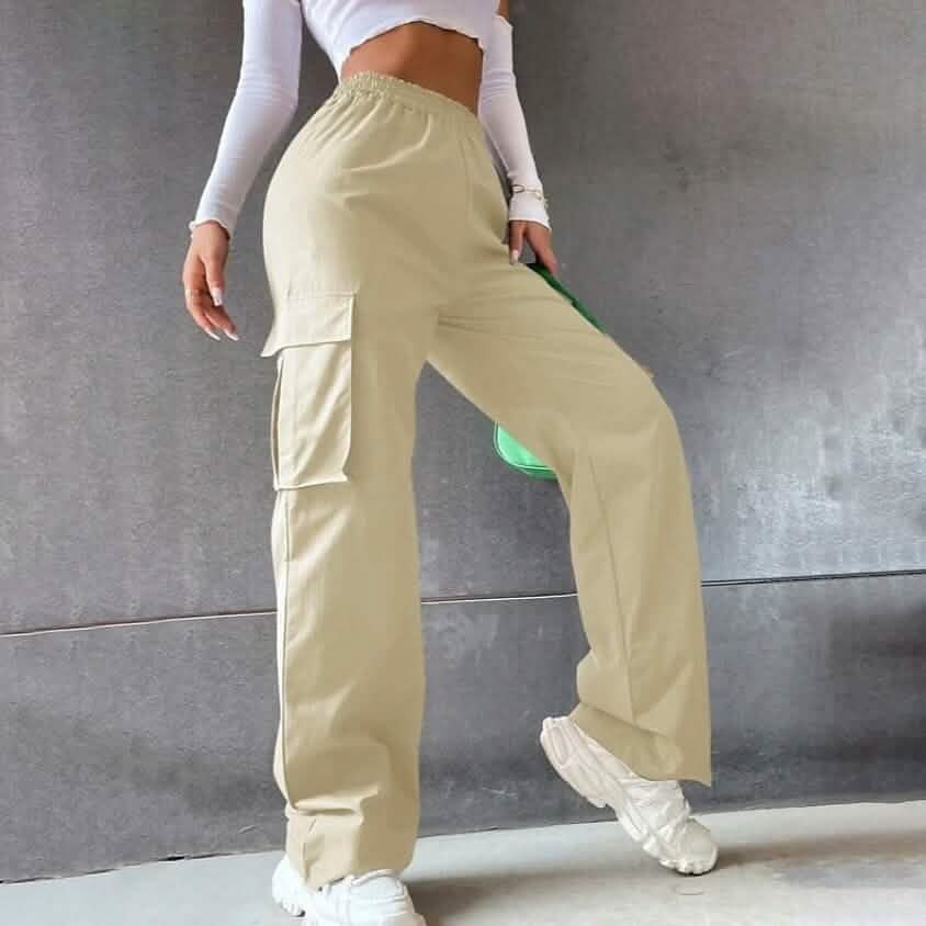 Women's Chinos Cargo Mid Waist Pants