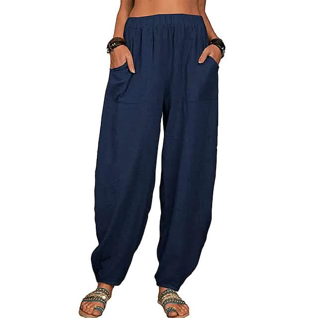 Women's Linen High Waist Wide Leg Pants