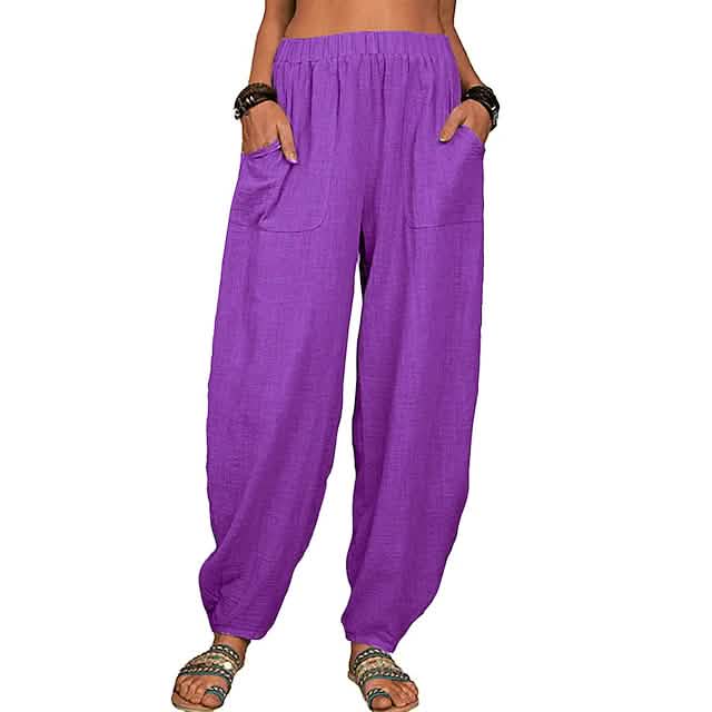 Women's Linen High Waist Wide Leg Pants