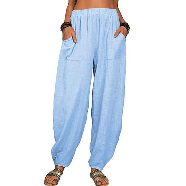 Women's Linen High Waist Wide Leg Pants