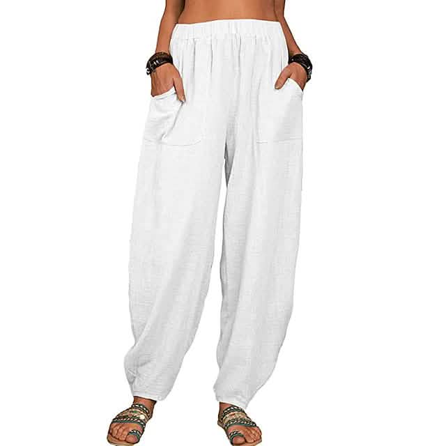 Women's Linen High Waist Wide Leg Pants