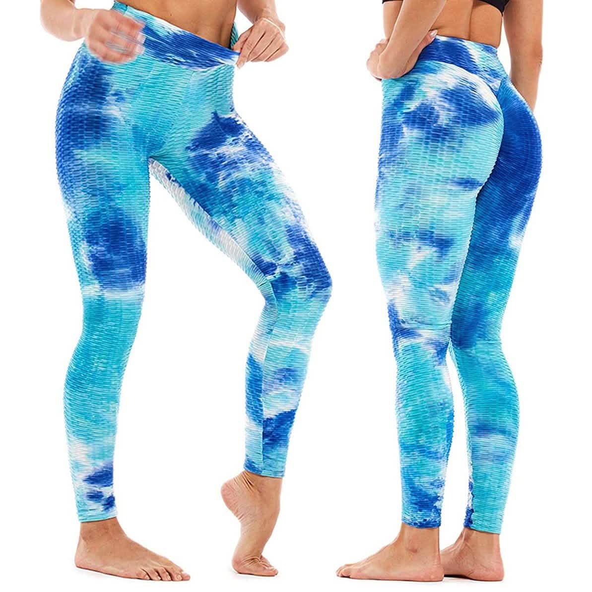 Women's Tie Dye High Waist Tummy Control Butt Lift Yoga Pants Workout Leggings